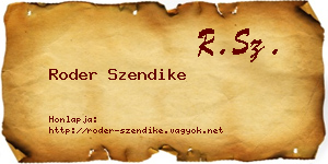 Roder Szendike névjegykártya